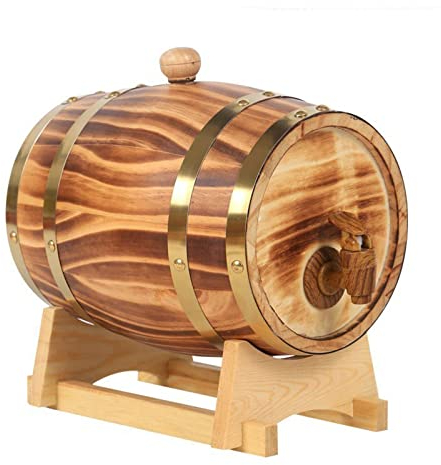 Weinfass Eichenfass Fassungsvermögen 1.5L/3L/5L/10L/20L/25L/30L/50L Eichenfass Holzfass Weinfass Whiskyfass Zum Aufbewahren Von Whiskey，Bier，Wein，Bourbon，Brandy，Scharfer Sauce & Mehr（Holzfa(Size:5L)