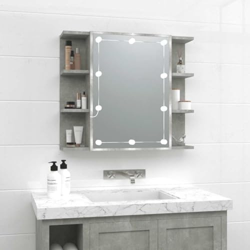 vidaXL Spiegelschrank mit LED Betongrau 70x16,5x60 cm