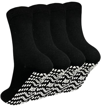 ZAKASA Chaussettes Antidérapantes Homme Sport: Chaussette Anti Dérapantes Coton Hommes Socquettes EU 43-46 Noir-4 Paires