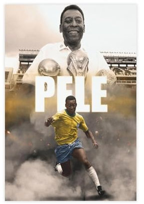 EMIGOS Pele Brasilien – Fußballspieler-Poster, Leinwand-Poster, Wandkunst, Dekordruck, Bild, Gemälde für Wohnzimmer, Schlafzimmer, Dekoration, ungerahmt, 30 x 45 cm