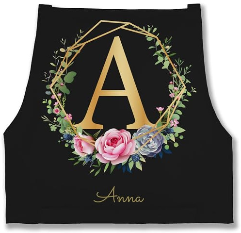 Geschenk mit Namen personalisiert by Shirtracer - Schürze - Name und Initialen - Buchstabe I Namensgeschenk Namenstag Geschenke mit Namen