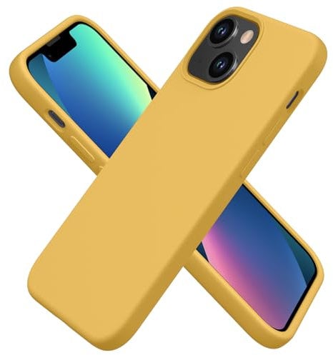 aaaioe Silicone Case Designed for iPhone 13 Mini Case, Ultra Slim Shockproof Protective Liquid Silicone Phone Case with Soft Anti-Scratch Microfiber Lining, 5.4 inch,Yellow