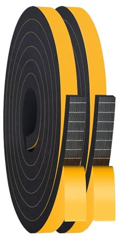 Kingsea 2 guarnizioni per finestre, isolamento, 20mm x 8mm x 2 m schiuma adesiva in gomma, per isolamento termico, antivento, isolamento acustico