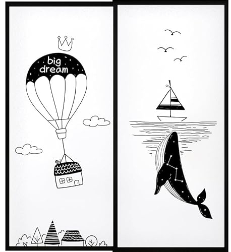 Vinilos para Cristales Delfín Blanco - Negro Vinilo Adhesivo Cristal Privacidad Vinilo Ventana Vinilo Translucido para Ventanas Vinilo para Ventanas Vinilo Autoadhesivo Cristal 50x200cm/2 Pcs