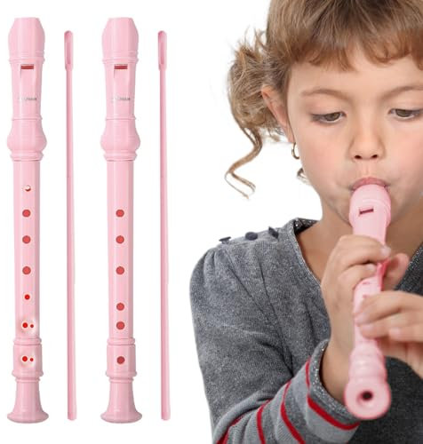 Blockflöte Kinder,Yiyifor 2 Stück Blockflöte für Kinder Anfänger,Sopran Blockflöte Deutsche Griffweise,6-Loch Flöte und 8-Loch Flöte für Erwachsene,Recorder mit Reinigungsstift und Bedienungsanleitung