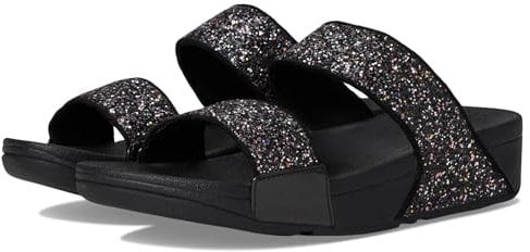 Fitflop Women's LULU Multi-Tonal Glitter Slides Sandal, Black, 5 UK