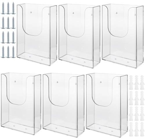 JMIATRY Lot de 6 porte-documents muraux A6 | Acrylique transparent, robuste, résistant aux chocs et incassable, facile à installer