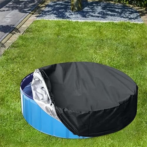 Foldable Dog Pool Cover, Swimming Pool Cover for Kids Pool, Portable Round Collapsible Pool Cover with Drawstring Design for Dog Pet Pool, Dustproof Waterproof Mini Frame Pool Cover (63inch)