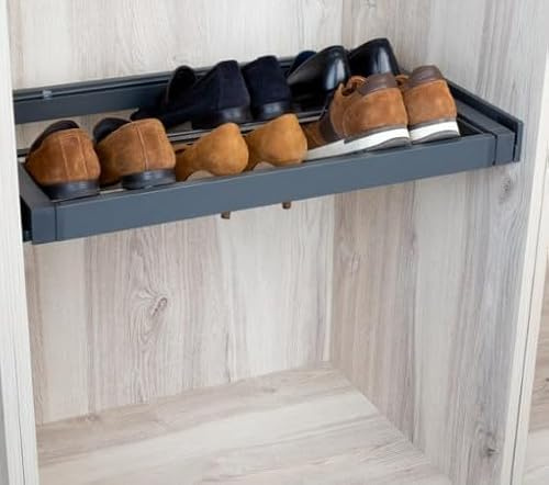 AZERODESIGN-Organizador Zapatos-Zapateros-Armario Zapatero-Organizador de Zapatos Extraíble-para Armarios y Vestidores – Adaptable-Extracción Total de 450mm-Color Antracita (MODULO DE 80)