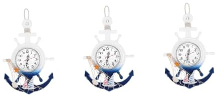 Alipis 3 Stück Wanduhr Boot Hängeuhr Mediterraner Stil Uhr Boot Uhr Wand Dekorative Uhr