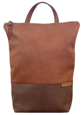 Bowleanies Taschen City Rucksack aus Lederfaserstoff - Waschbar in der Waschmaschine - Handmade in Deutschland - Fair und Nachhaltig produziert (Brauntöne)