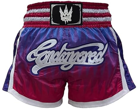 Endangered Fightwear Muay Thai Shorts Bright, Colorful High Waist Gym and Competition Shorts for Muay Thai and Boxing - 8 Designs - UK, rose, M