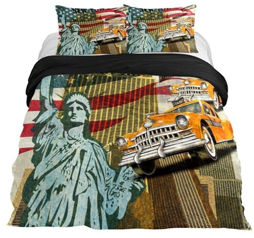 Rodths USA Bettwäsche 155x220, Bettbezug 155 x 220 2er Set, Weiche Microfaser Deckenbezug mit ReißVerschluss, 1 Kissenbezug 80x80 cm, Bügelfreie Weich Bettdeckenbezug