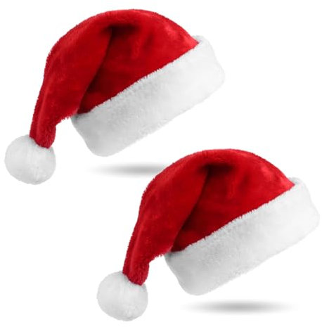 LIURFLNC 2 Stücke Weihnachtswunder Samt Weihnachtsmütze, Nikolausmütze Mütze Weihnachten Nikolaus rot, Weihnachtsmützen Erwachsene für Feiertagsparty-Zubehör, Verdickte Warme Weihnachtsmützen