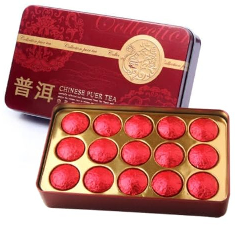 Exquisite Iron Box Pu'er Tea - Yunnan Pu'erh Rose Tea - Mini Tuo Tea -Black Tea 75g(15 Pcs Per Box)