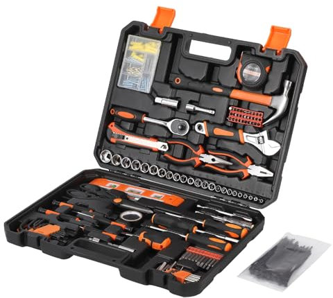 GarveeTech 247-teiliges Werkzeugset, Allgemeines Heim-/Autoreparatur-Werkzeugset, Kombi-Paket Gemischtes Werkzeugset Handwerkzeug-Kit mit Kunststoff-Werkzeugkasten-Aufbewahrungskoffer