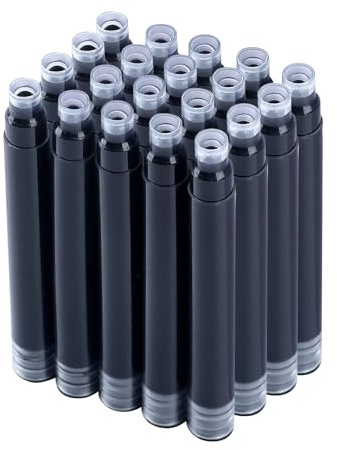 AIBelire Fountain Pen Ink Cartridges- 2.6mm Bore Diameter- Black- 20pcs