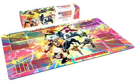 Premium Stitched Massive-Verse Fighting Card Game Playmat with Zones and Non-Slip Rubber Backing - TCG Play Mat for Card Games - Colorful Design with Epic Art from Dan Mora