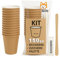 AKITAInk Set 150 Bicchierini Caffè 75ml in Carta + 150 Palettine in Legno + 150 Bustine Zucchero – Kit Monouso Riciclabile per Espresso, Bar, Ufficio, Asporto, Ristoranti, Casa