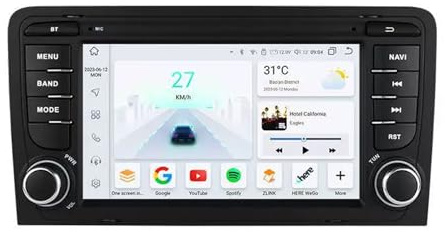7 Pulgadas HD Pantalla Táctil Android 15 Radio De Coche 2 DIN para Audi A3 2003-2012 con GPS Navegación WiFi Control En El Volante AHD Cámara Trasera Bluetooth Carplay(Y2 2+32G)