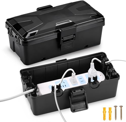 Starvortex Boite Etanche Electrique Exterieur IP54 Avec 6 Trous Pour Protéger les Fiches, les Prises et les Multiprises de la Pluie, Matériau PP Recyclable, Couleur Noir