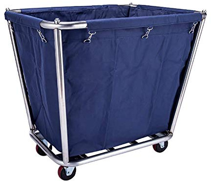 Blauer Edelstahl-Allzweckwagen, Rollwagen für Zuhause & Hotel, Wäsche- und Reinigungswagen mit Schwenkrädern, große Größe