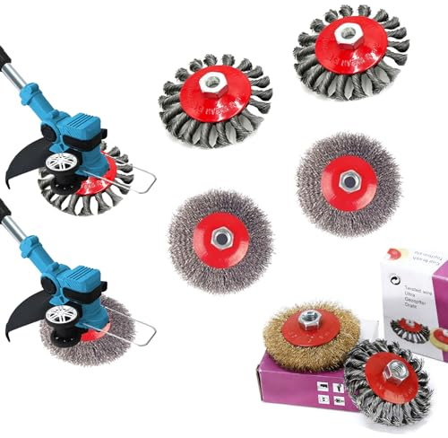 Unkrautbürste für Freischneider, 10mm Bohrung, Profi Drahtbürste, 4Pcs | Entfernt mühelos Unkraut und Moos