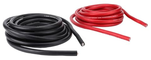 XUMIUZIY Cable de Alimentación Negro Rojo de Calibre 1/0 de 20 Pies, Cable de Tierra Automotriz Flexible con Tubo Termorretráctil