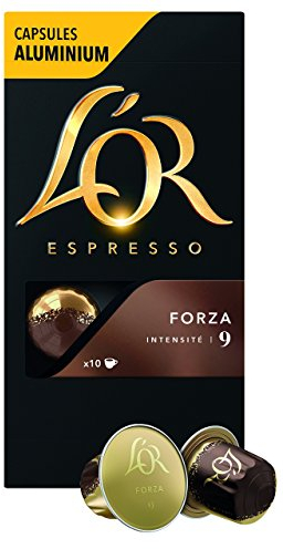 L'Or Espresso Café Forza - Intensité 9 - 10 Capsules en Aluminium Compatibles avec les Machines Nespresso 52g