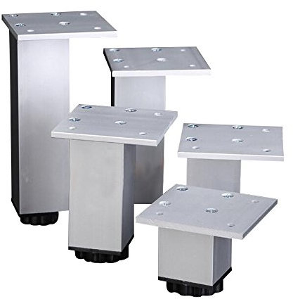 Glvanc, 250mm Height Silver Furniture Legs Aluminum Alloy Cupboard Table Bed Cabinets Sofa Cabinet Feets Adjustable Height 18mm, Set of 4