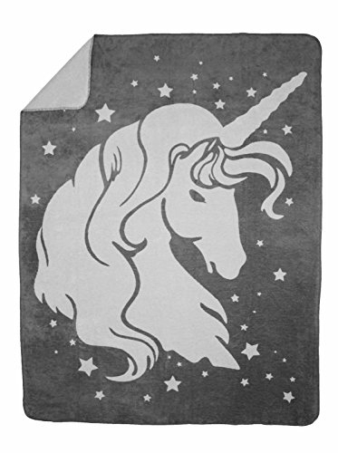 Moon Luxus Kuscheldecke Wolldecke Einhorn 150x200-anthrazit
