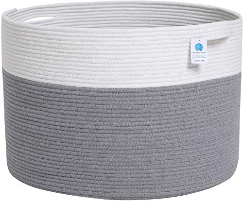 61 x 61 x 43.2 cm große Baumwollseilkorb, extra großer Aufbewahrungskorb, gewebter Wäschekorb, Spielzeug-Aufbewahrungskorb, für Decken, Kleidung, Spielzeug, Handtücher, Babyzimmer, Grau