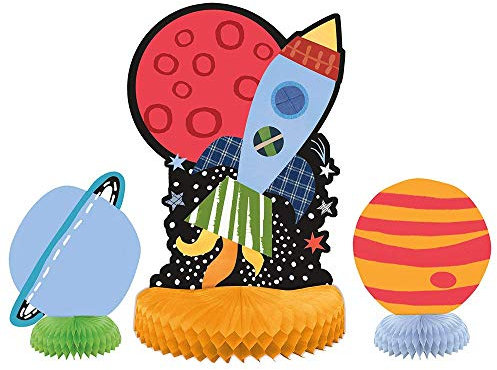 Unique- Decorazioni da Tavola-Festa nello Spazio Esterno-Set di 3, Star, Multicolore, 73278
