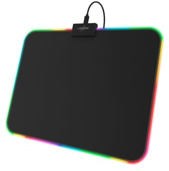 uRage Gaming Mauspad Rag Illuminated (Speed, Medium, LED, 35 x 0,3 x 26 cm, Naturkautschuk, Stoff, Gaming-Pad) schwarz/blau/türkis/violett/grün/gelb/rot/pink