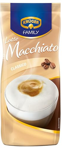 KRÜGER Family Latte Macchiato, aromatisiertes Getränkepulver mit löslichem Kaffee, koffeinhaltig, 500 g Beutel