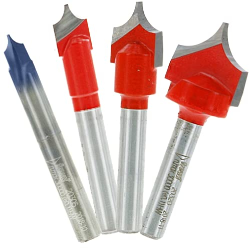 Freud 4-teiliges Radius-V-Nut-Bit-Set mit 6,35 mm (1/4 Zoll) Schaft (87-115)