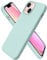 ORNARTO Compatible with iPhone 13 Mini Case, Slim Liquid Silicone 3 Layers Full Covered Soft Gel Rubber with Microfiber Case Cover 5.4 inch-Mint Green