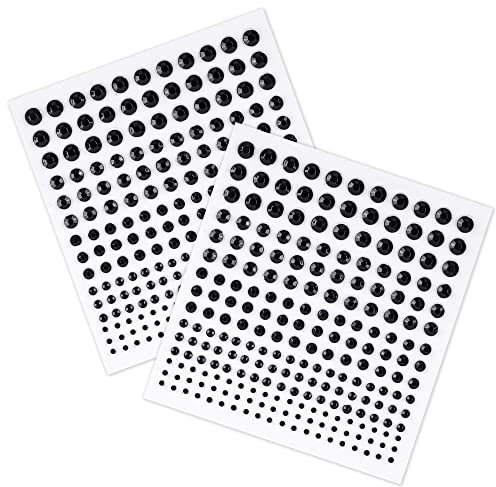 GODLOVEM 450 Pieces Rhinestone Stickers Self Adhesive Crystal Diamond Sticker for DIY Crafts Body Nails Decoration, 2 Sheets, Black(5 Sizes)