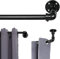 Bastone da Tenda Stile Industriale, 81-109 cm Aste per Tende per Finestra con Testa a Flangia in Acciaio Inossidabile, Bastone per Tende Regolabile Asta per Tenda per Finestra della Cucina/Nero