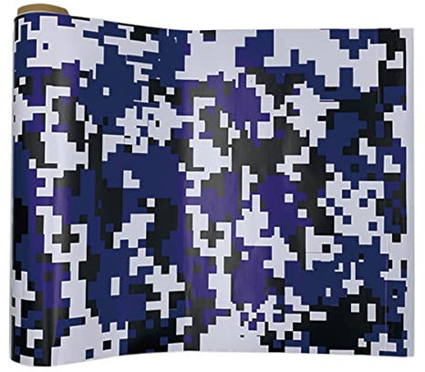 Cozylkx 30cm×100cm Vinyl Film Camouflage for Car Motorcycle Digital Mosaic Camo Waterproof Car Paint Protection Film,Blue-white