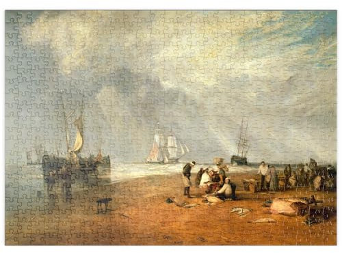 MyPuzzle The Fish Market at Hastings Beach - Premium 500 Teile Puzzle - MyPuzzle Sonderkollektion von Æpyornis