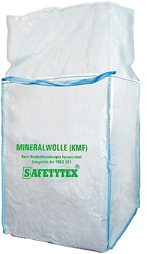 Safetytex KMF BIG BAG für Mineralwolle - 90 x 90 x 120 cm - Glaswolle Sack - Robuster Entsorgungsbeutel für Mineralfaserabfälle - Faserstaub Mineralfaserabfälle (1 Stück)