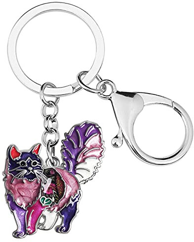 DALANE Alliage d'émail Doux Porte-clés Chat Chaton Voiture Porte-clés Animaux Bijoux Chat Cadeaux pour Femmes Filles (Violet)