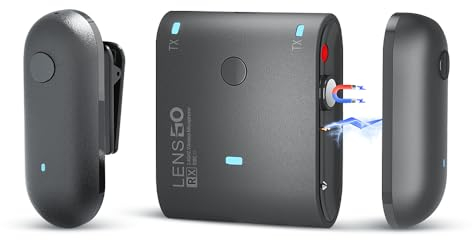 LENSGO 2,4 GHz Dual Clip On Wireless Lav Mikrofon für Canon Nikon Sony DSLR Kamera Camcorder Android Wiederaufladbares Ansteckmikrofon für Videoaufnahmen Interview TikTok YouTube -Schwarz (Schwarz)