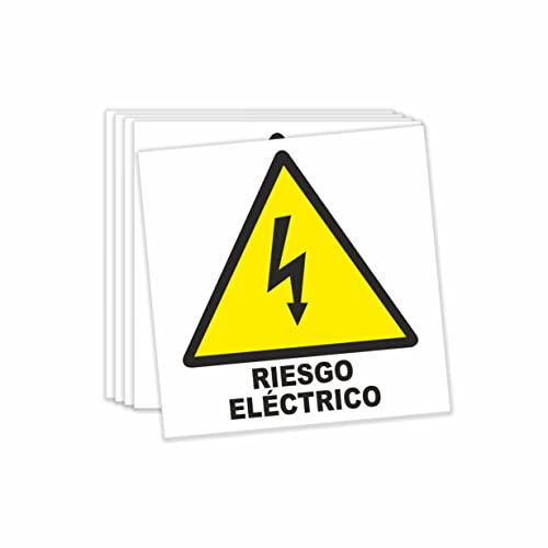 Seribas Señal Riesgo Electrico - Señal Pegatina Peligro - Medidas 10 x 10 cm - Vinilo Adhesivo - Carteles Homologados Con Tinta Y Materiales Resistentes. Ideal Interiores y Exteriores. (5)