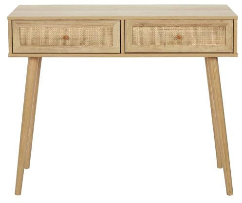 HOME DECO FACTORY - HD5132 - Console Bali 2 Tiroirs, Entrée, Salon, 100x81x29, Beige