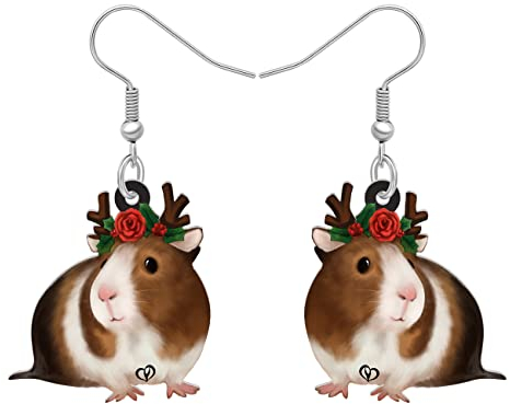 NEWEI Cute Meerschweinchen Geschenke Acryl Meerschweinchen Ohrringe Hamster Schmuck für Damen Frauen Mädchen Weihnachten Charms (Coffee)