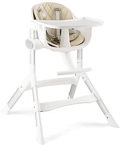 LIFEZEAL Baby Hochstuhl Höhenverstellbar, Kinderhochstuhl mit 5 Punkt Sicherheitsgurt & Fußstütze, Babystuhl mit Abnehmbarem Tablett & Sitzkissen, Baby Essstuhl Babyhochsitz für 6-36 Monate