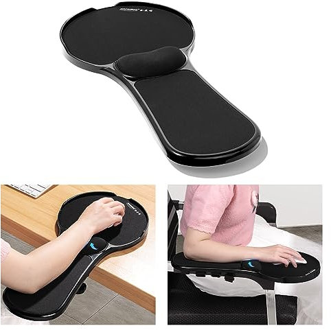 Omhuzsyo Upgraded Chair arm Mousepad, Adjustable Chair arm Wrist Support pad for Table and Chair, Elbow Computer Table Extender with Mouse Baffle to Prevent Falling, Ergonomic Design (Plastic)