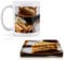 1 White Ceramic Mug Cup (11oz / 284ml) with 1 Square Wooden Cork Coaster Carrot Cake Baking Food Dessert Matching Set for Coffee Tea Drinks Kitchen #50465